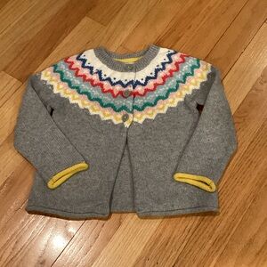 Mini Boden Gray Sweater with Colorful Chevron Design